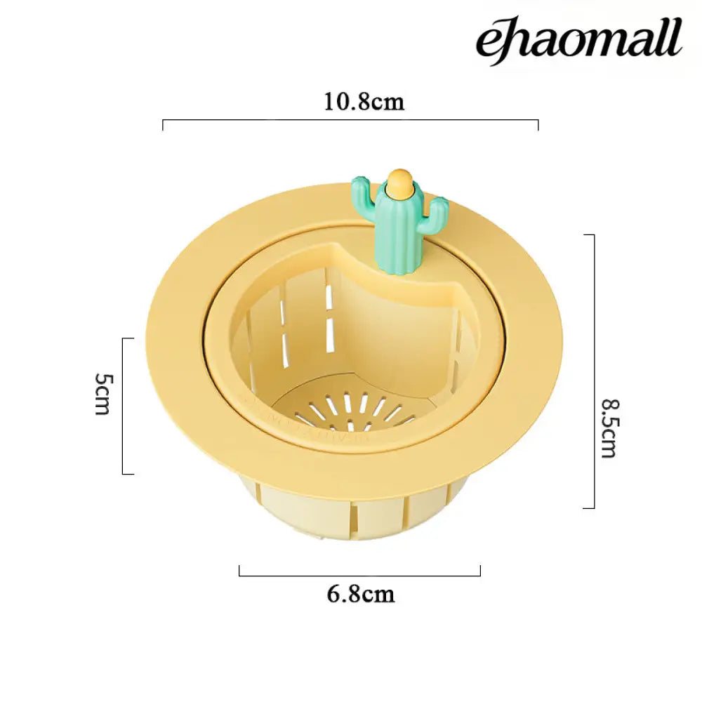 Cactus Sink Drain Strainer Press Automatic Dumping Basket - Yellow widened gasket - Electric Kettle