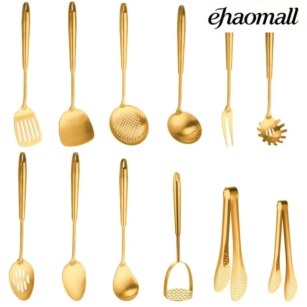 Gold-Plated Spatula and Strainer Set| 12-Piece Kitchen Set - 12 Set - Cooking Grinder