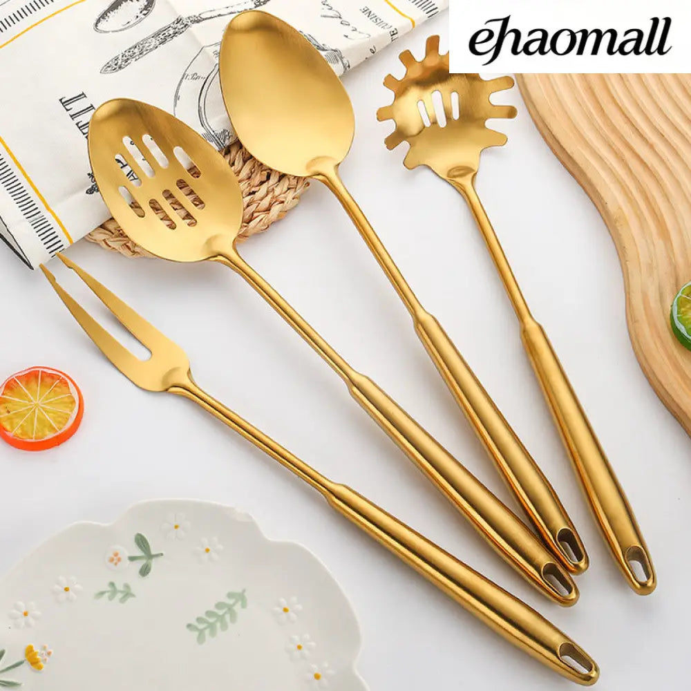 Gold-Plated Spatula and Strainer Set| 12-Piece Kitchen Set - 12 Set - Cooking Grinder
