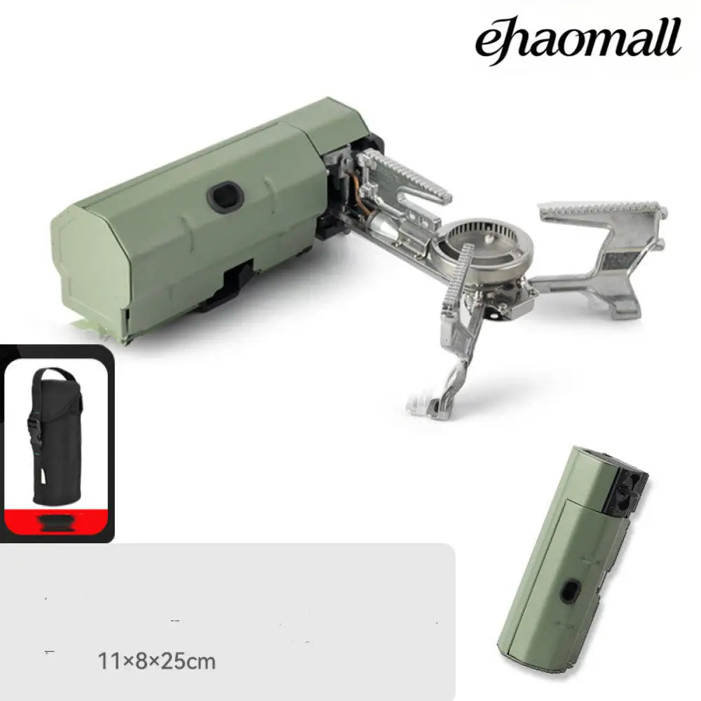 Portable Camping Gas Stove - Cooker & Grill Burner - Green With Buggy Bag - Portable Camping Gas Stove